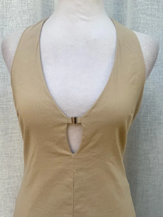 Zara tan v neck halter open back sheath dress - Picture 6 of 13